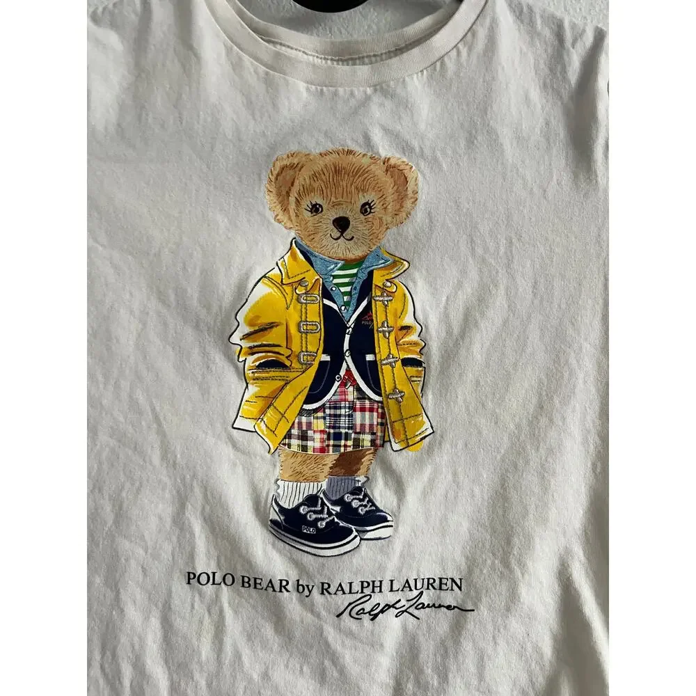 Polo Ralph Lauren Children 100% Cotton Embroidered Polo Bear Graphic T-Shirt M